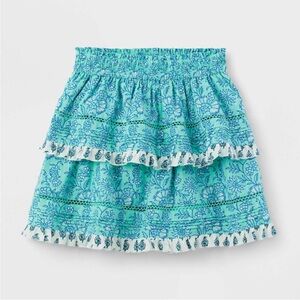 Roller Rabbit x Target Girl’s Floral Tiered Mini Circle Skirt Teal. Size XL
